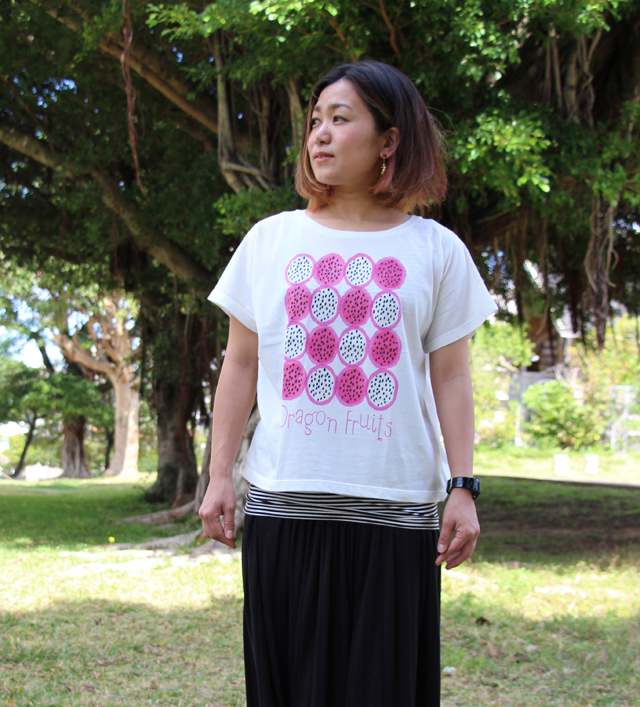 レディースワイドTeeシャツトロピカルドラゴンフルーツ